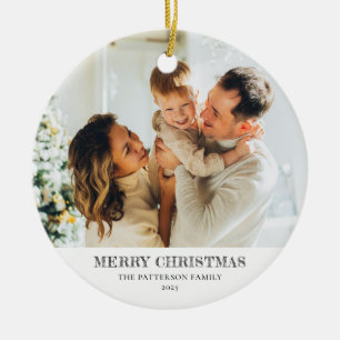 Adorno De Cerámica Foto de Navidad de Familia Moderna