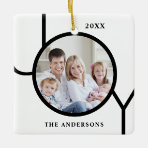 Adorno De Cerámica Foto de Navidad de la familia Custom Joy