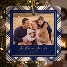Foto de Navidad de la familia de cuadros azul mari