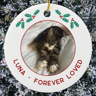 Adorno De Cerámica Foto de Navidad de recuerdo personalizado de gato