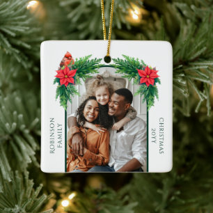 Adorno De Cerámica Foto de Navidad elegante 