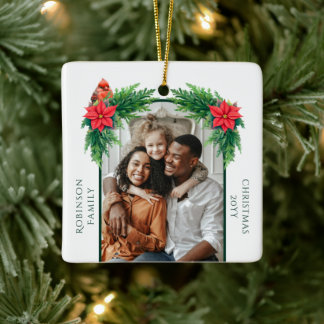 Adorno De Cerámica Foto de Navidad elegante