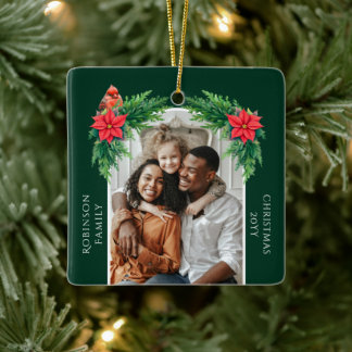 Adorno De Cerámica Foto de Navidad elegante