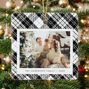 Adorno De Cerámica Foto de Navidad moderna de familia en cuadros en b