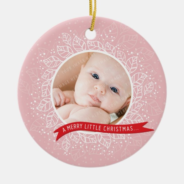 Adorno De Cerámica FOTO DE NAVIDAD ORNAMENTE :: follaje de invierno 3 (Frente)