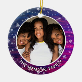 Adorno De Cerámica Foto de Navidades de copos de nieve de madera Rust