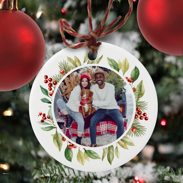 Adorno De Cerámica Foto de Navidades de follaje rojo y verde (Subido por el creador)