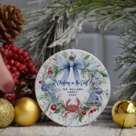 Adorno De Cerámica Foto de Navidades de la costa Azul Bow