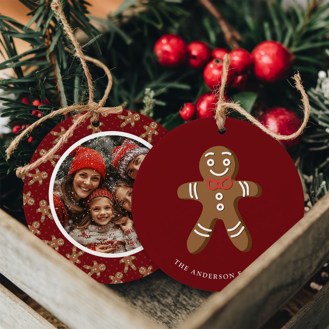 Adorno De Cerámica Foto de Navidades de Punto de Polka Rojo (Subido por el creador)