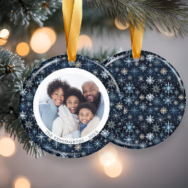 Adorno De Cerámica Foto de Navidades familiares de los copos de nieve