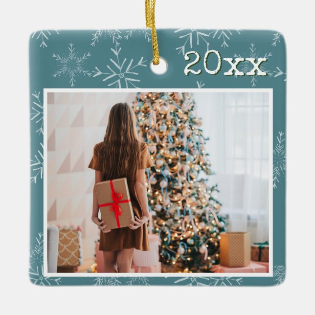 Adorno De Cerámica Foto de Navidades personalizados (Anverso)