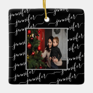 Adorno De Cerámica Foto de Navidades personalizados - Caligrafía en b