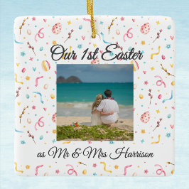 Adorno De Cerámica Foto de nombre | Los recién casados mantienen nues