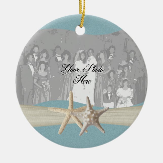 Adorno De Cerámica Foto de Ocean Sky Blue Starfish (Frente)