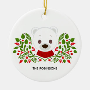Adorno De Cerámica Foto de oso de Navidad lindo