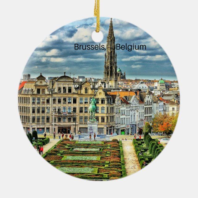 Adorno De Cerámica Foto de paisajes urbanos de Bruselas, Bélgica (Atrás)