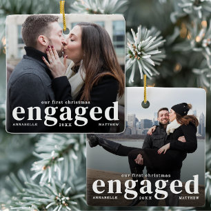 Adorno De Cerámica Foto de pareja comprometida elegante personalizada