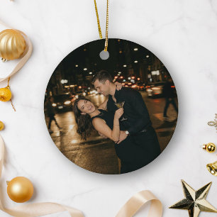 Adorno De Cerámica Foto de pareja comprometida Navidad recuerdo de co