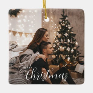 Adorno De Cerámica Foto de pareja de Navidad moderna y trendy