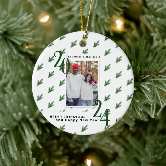 Adorno De Cerámica Foto de pareja de Navidades simples (Árbol)
