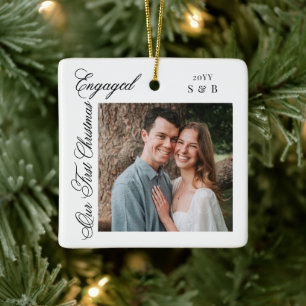 Adorno De Cerámica Foto de pareja moderna con guión de primer Navidad