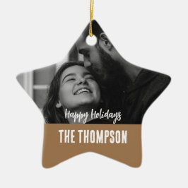 Adorno De Cerámica Foto de pareja personalizada Blanco y marrón negro