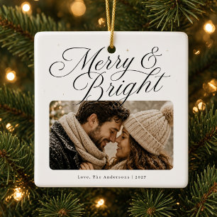 Adorno De Cerámica Foto de Pareja Personalizada Navidad Alegre y Bril