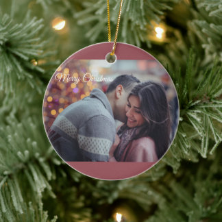 Adorno De Cerámica Foto de pareja romántica de Navidad feliz