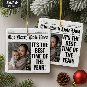 Adorno De Cerámica Foto de periódico de Navidades personalizados