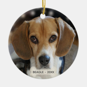 Adorno De Cerámica Foto de perro Beagle personalizada