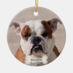 Adorno De Cerámica Foto de perro Boxer Bulldog personalizada