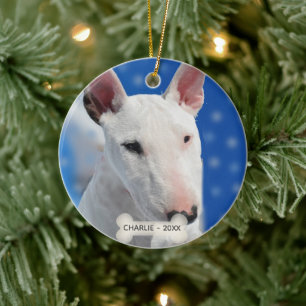 Adorno De Cerámica Foto de perro Bull Terrier personalizada