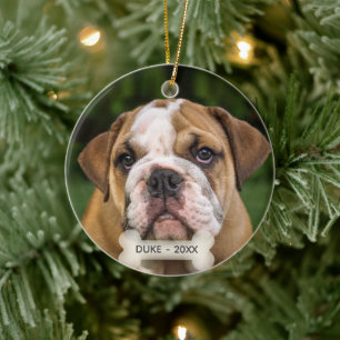 Adorno De Cerámica Foto de perro Bulldog inglés personalizada