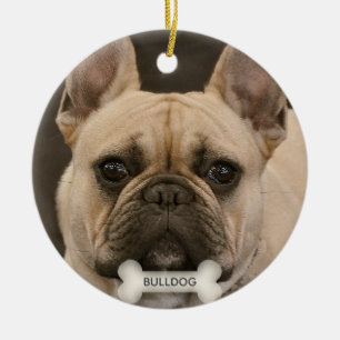 Adorno De Cerámica Foto de perro Bulldog personalizado
