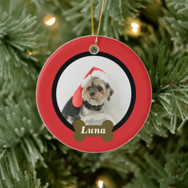 Adorno De Cerámica Foto de perro de cachorro personalizado (Árbol)
