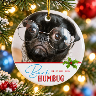 Adorno De Cerámica Foto de Perro Divertida Ladrido Humbug Regalo de N