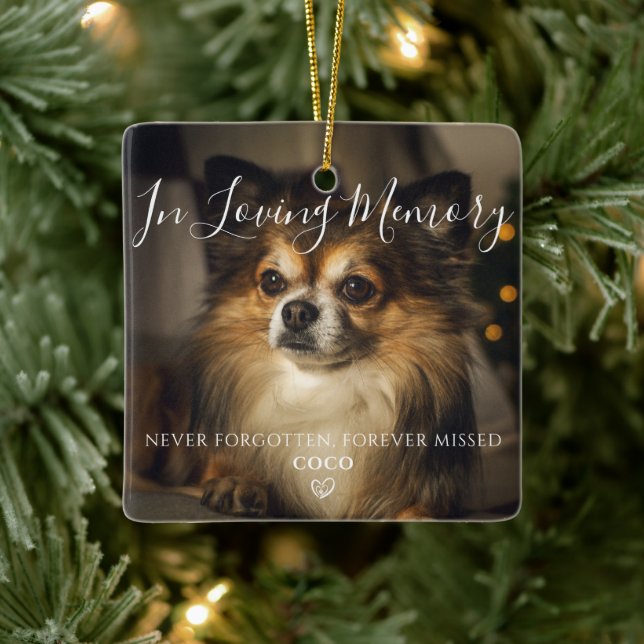 Adorno De Cerámica Foto de perro en memoria de Mascotas personalizado (Árbol)