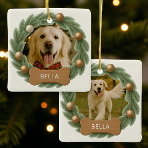 Adorno De Cerámica Foto de perro lindo nombre de corona Navidades de 