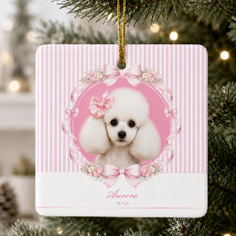 Adorno De Cerámica Foto de perro personalizada Coquette Rosa