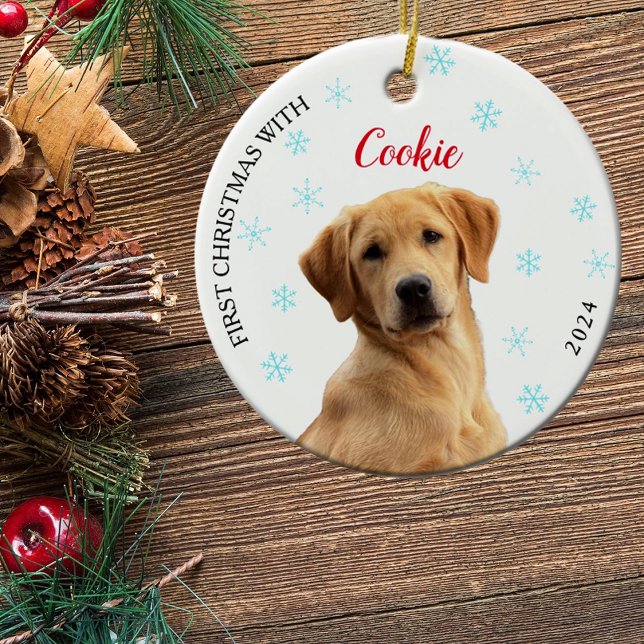 Adorno De Cerámica Foto de perro personalizada Primera Navidad (Subido por el creador)