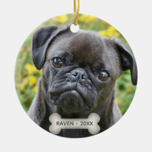 Adorno De Cerámica Foto de perro Pug personalizada