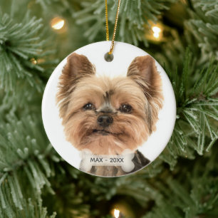 Adorno De Cerámica Foto de perro Yorkshire Terrier dorado personaliza