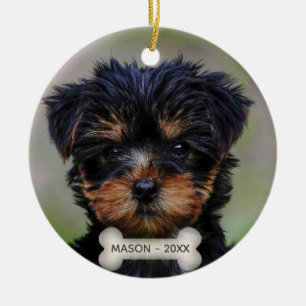 Adorno De Cerámica Foto de perro Yorkshire Terrier personalizada