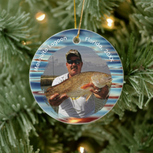 Adorno De Cerámica Foto de pescador Gran captura personalizada
