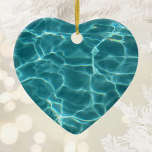 Adorno De Cerámica Foto de Piscina Verde Acuática Corazón