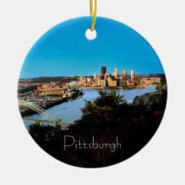 Adorno De Cerámica Foto de Pittsburgh Ornament-Christmas de doble car