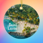 Adorno De Cerámica Foto de playa del Caribe de Santa Lucía<br><div class="desc">Foto de la bahía de Marigot en Santa Lucía en el Caribe para recuperar recuerdos de playa tropicales.</div>