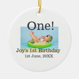 Adorno De Cerámica Foto de primer cumpleaños fecha de adición moderna