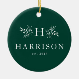 Adorno De Cerámica Foto de recién casados verdes del cazador de monog