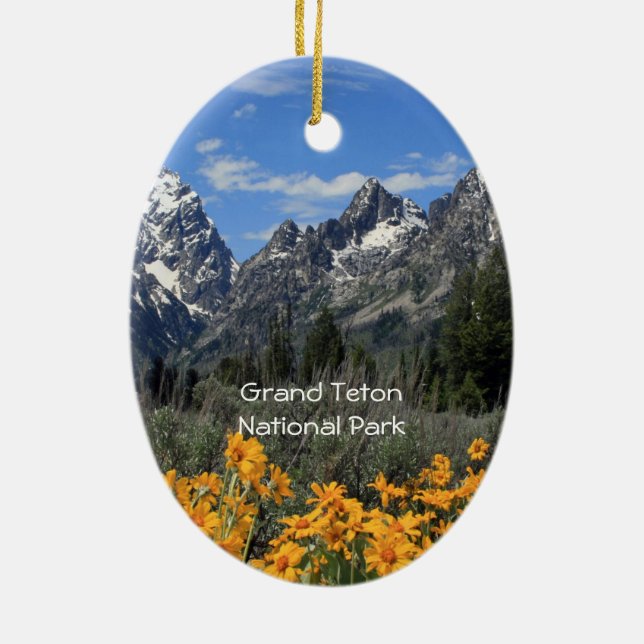 Adorno De Cerámica Foto de recuerdo de Grand Teton Springtime (Atrás)